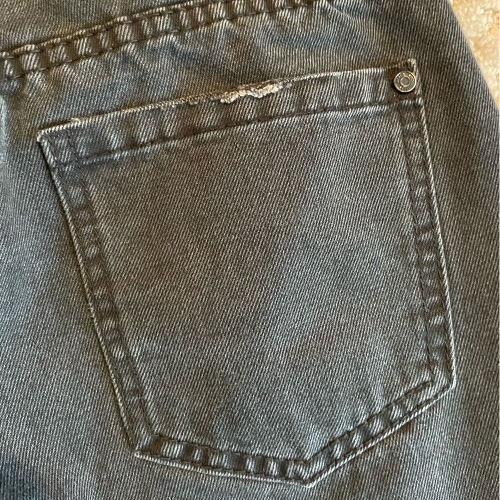 Misguided Straight Leg High Rise Mom Denim Jeans Washed Black Frayed Hem 4 - Picture 8 of 9